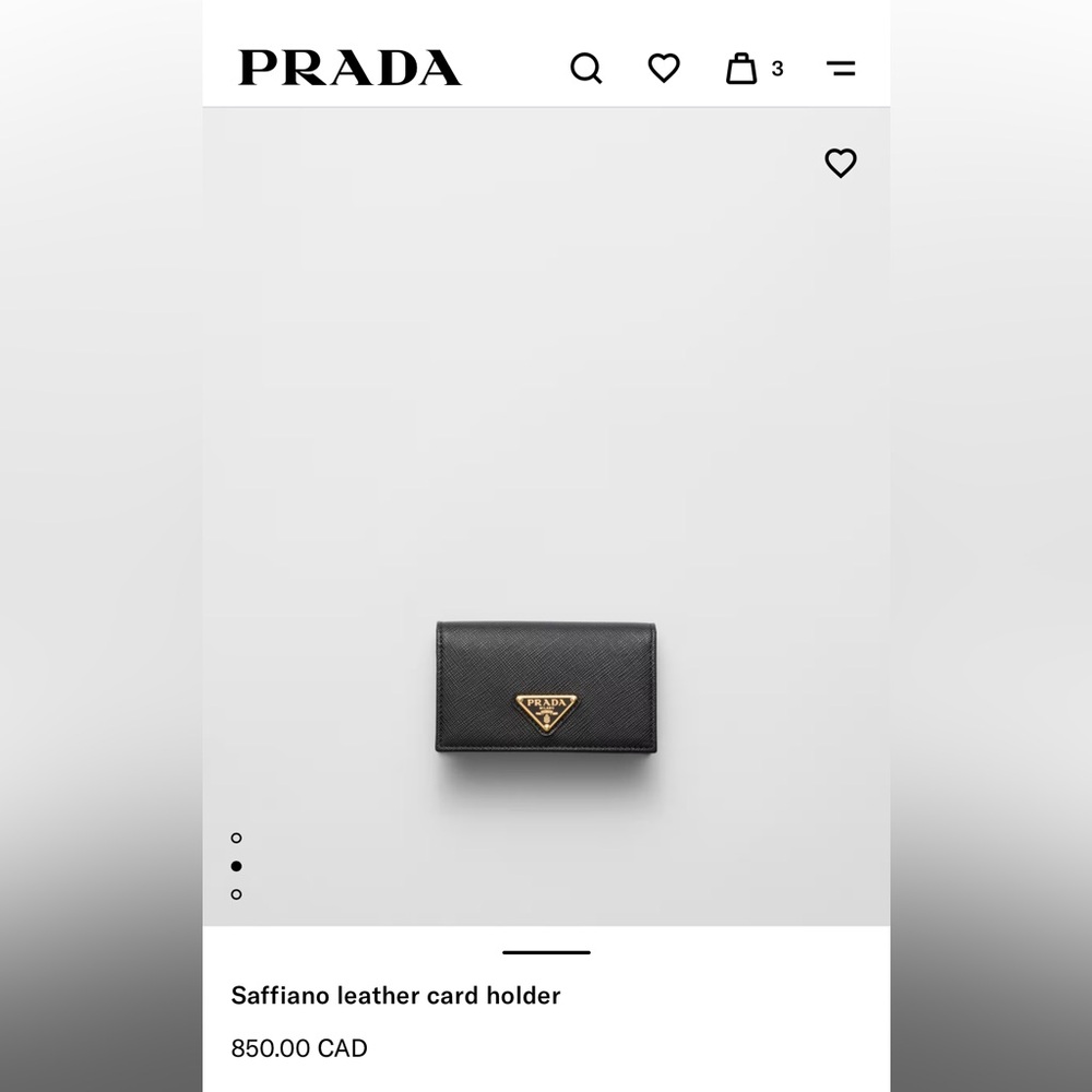 Prada Black Leather Card Holder with Gold Logo